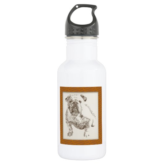 Englische Bulldoggenhundekunst gezeichnet von den Trinkflasche (Vorderseite)