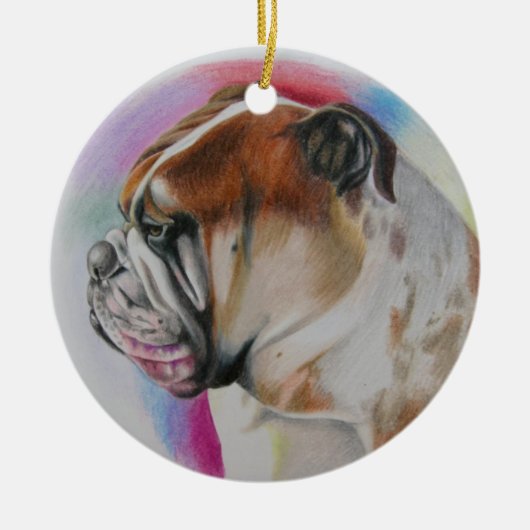 Englische Bulldoggenverzierung Keramik Ornament (Vorne)