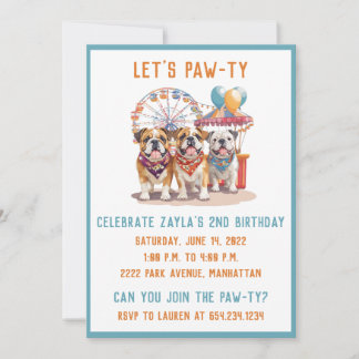 Englische Bulldogs zum Geburtstag im Karneval Einladung