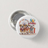 Englische Bullhunde im Karneval Button (Vorne & Hinten)