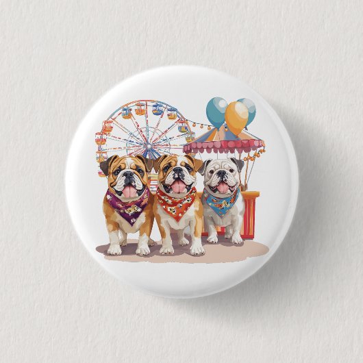 Englische Bullhunde im Karneval Button (Vorderseite)
