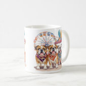 Englische Bullhunde im Karneval Kaffeetasse (VorderseiteRechts)