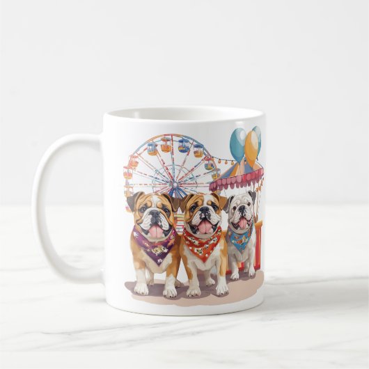 Englische Bullhunde im Karneval Kaffeetasse (Links)