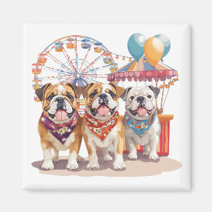 Englische Bullhunde im Karneval Magnet