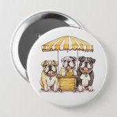 Englische Bullhunde laufen auf einer Limonade Button (Vorne & Hinten)