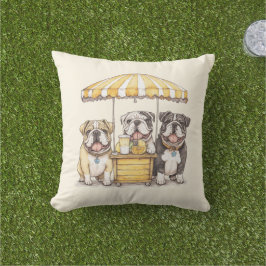 Englische Bullhunde laufen auf einer Limonade Kissen