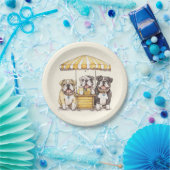 Englische Bullhunde laufen auf einer Limonade Pappteller (Party)