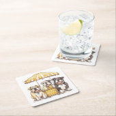 Englische Bullhunde laufen auf einer Limonade Rechteckiger Pappuntersetzer (Vor Ort)