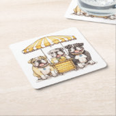 Englische Bullhunde laufen auf einer Limonade Rechteckiger Pappuntersetzer (angewinkelt)