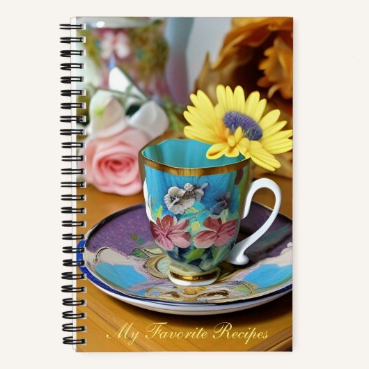 Englische China Tea Cup - Meine Lieblingsrezepte Notizblock (Vorderseite)