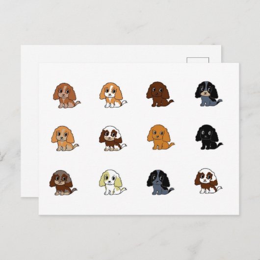 englische Cocker spaniel alle farbigen Kaktoons Postkarte (Vorne/Hinten)