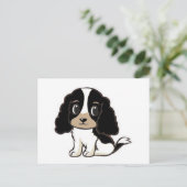 englische Cocker spaniel Schwarz-weiß und tan Cart Postkarte (Stehend Vorderseite)