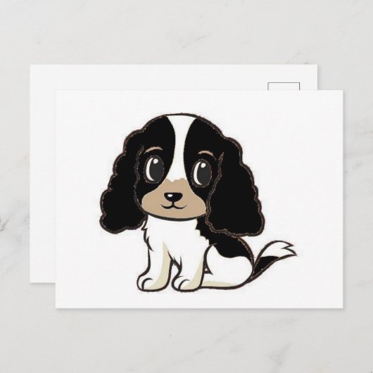englische Cocker spaniel Schwarz-weiß und tan Cart Postkarte (Vorne/Hinten)
