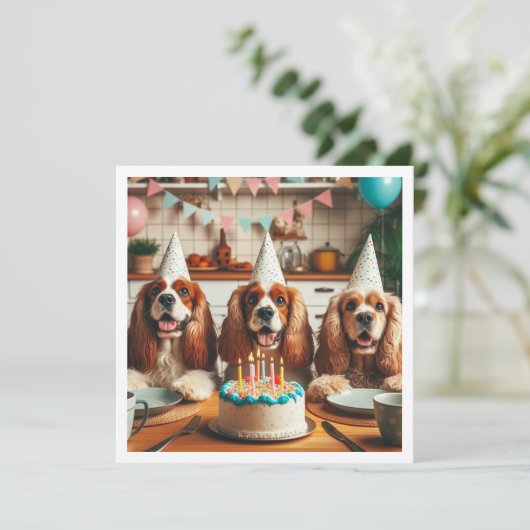 Englische Cocker Spanischkarte, Spanier Geburtstag Einladung (Stehend Vorderseite)