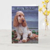Englische Cockerspaniel-Spaniels-Geburtstags-Karte Karte (Gelbe Blume)