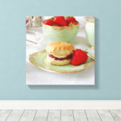 Englische Cream Tea Wrapped Canvas Leinwanddruck (Insitu (Holzboden))