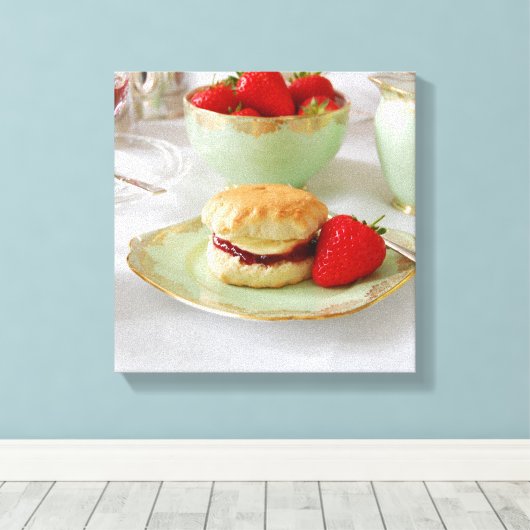 Englische Cream Tea Wrapped Canvas Leinwanddruck (Insitu (Holzboden))