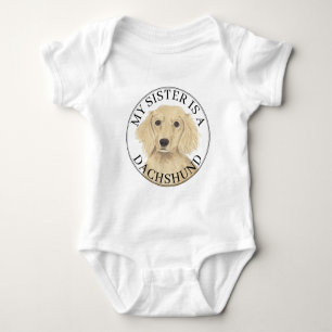 Englische Creme Dackel Dog Big Sister Baby Strampler