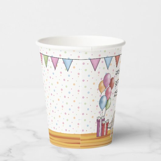 Englische Creme Golden Retriever farbenfroher Gebu Pappbecher (Rechts)