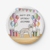 Englische Creme Golden Retriever farbenfroher Gebu Pappteller (Vorderseite)