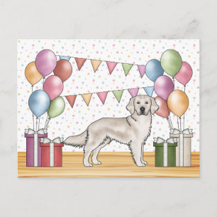 Englische Creme Golden Retriever farbenfroher Gebu Postkarte