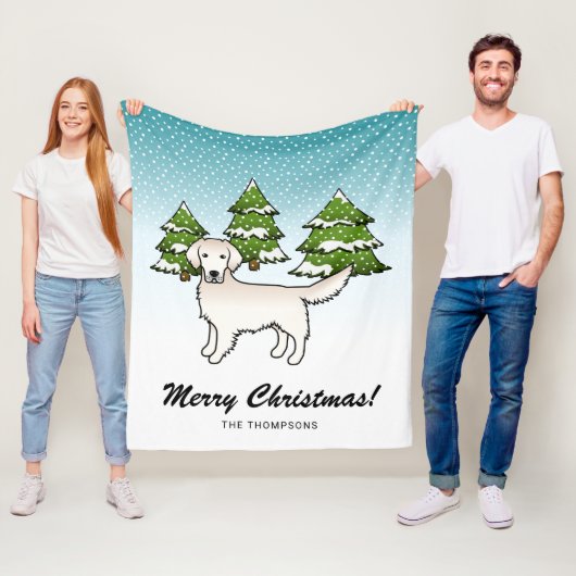 Englische Creme Golden Retriever im Winter & Text Fleecedecke (Beispiel)