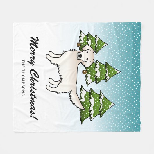 Englische Creme Golden Retriever im Winter & Text Fleecedecke (Vorderseite (Horizontal))