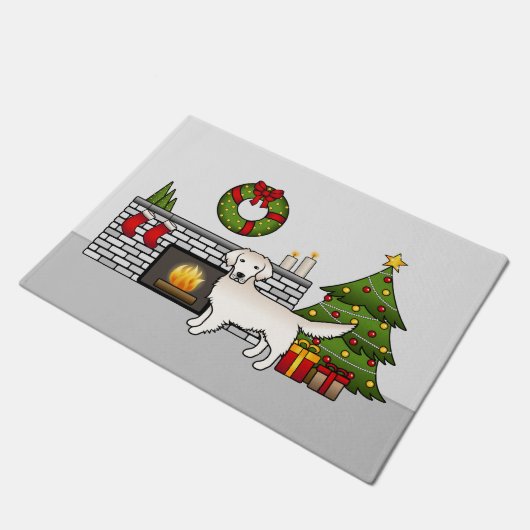 Englische Creme Golden Retriever in einem Festsaal Fußmatte (Schrägansicht)