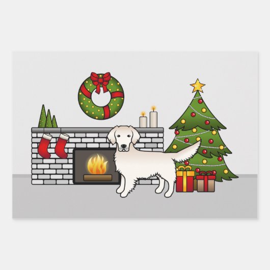 Englische Creme Golden Retriever in einem Festsaal Geschenkpapier Set (Vorderseite 2)