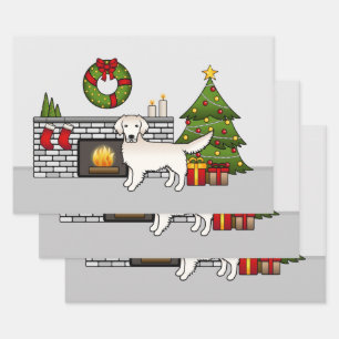 Englische Creme Golden Retriever in einem Festsaal Geschenkpapier Set