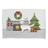 Englische Creme Golden Retriever in einem Weihnach Kissenbezug (Vorderseite-Links)