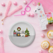 Englische Creme Golden Retriever in einem Weihnach Pappteller (Party)