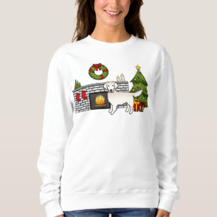 Englische Creme Golden Retriever in einem Weihnach Sweatshirt