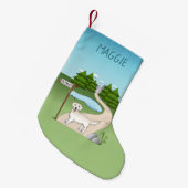 Englische Creme Goldene Reise durch das Tal Kleiner Weihnachtsstrumpf (Vorderansicht (hängend))