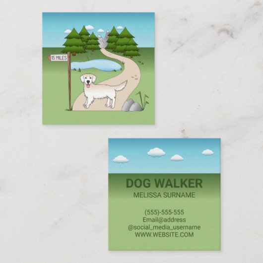 Englische Creme Goldene Reise durch das Tal Quadratische Visitenkarte (Vorne/Hinten)