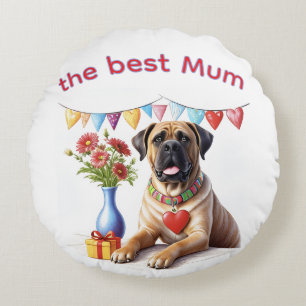 Englische Dogge Mastiff best Mum Muttertag Rundes Kissen