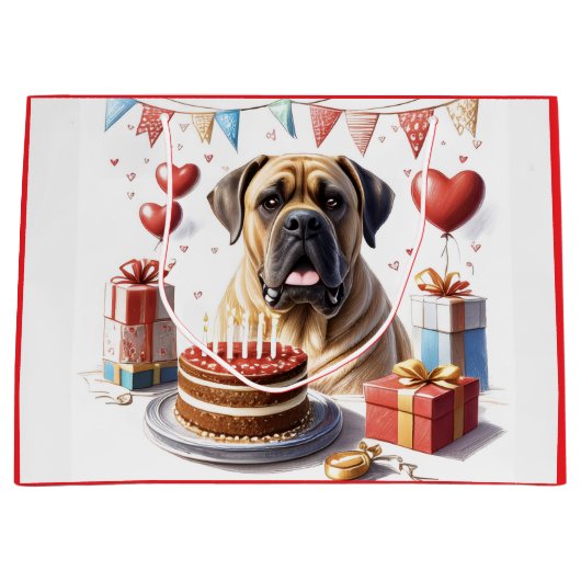Englische Dogge Mastiff Birthday  Große Geschenktüte (Vorderseite)