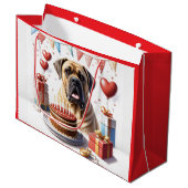 Englische Dogge Mastiff Birthday  Große Geschenktüte (Vorderseite Schrägansicht)