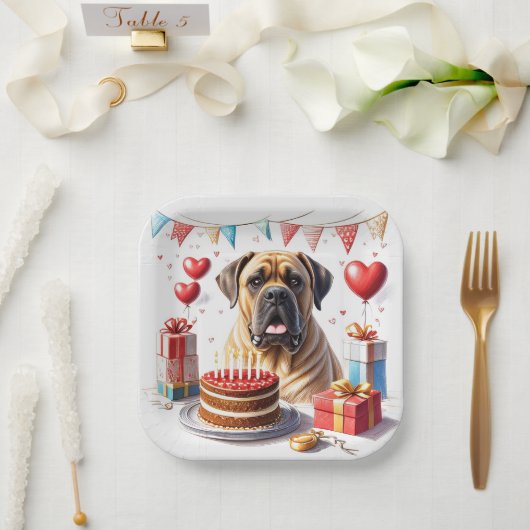 Englische Dogge Mastiff Birthday Pappteller (Hochzeit)