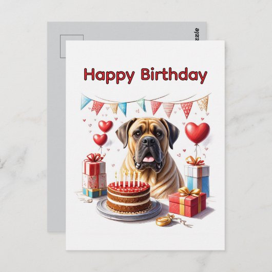 Englische Dogge Mastiff Birthday Postkarte (Vorne/Hinten)