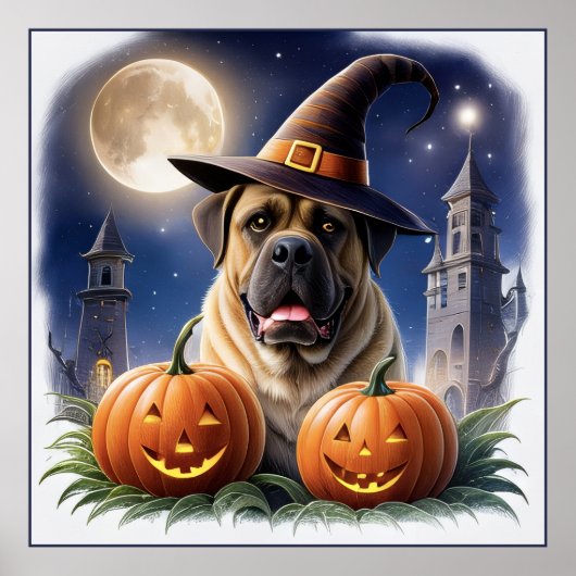 Englische Dogge Mastiff Halloween Poster (Vorne)