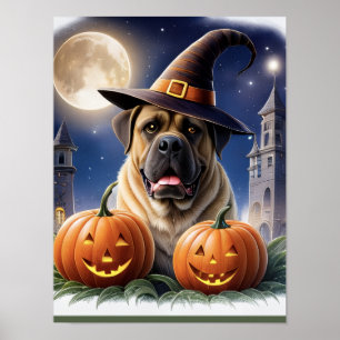 Englische Dogge Mastiff Halloween Poster