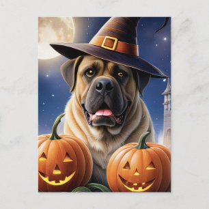 Englische Dogge Mastiff Halloween  Postkarte