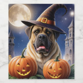 Englische Dogge Mastiff Halloween Weinetikett (Einzelnes Label)