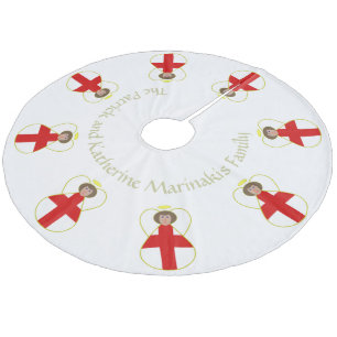 Englische Engel Flagge Braunes Haar Personalisiert Fleece Weihnachtsbaumdecke