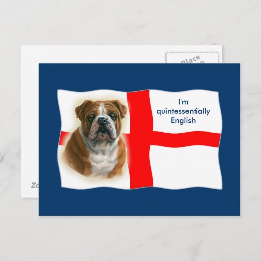 Englische Flagge und Bulldog Postkarte (Vorne/Hinten)