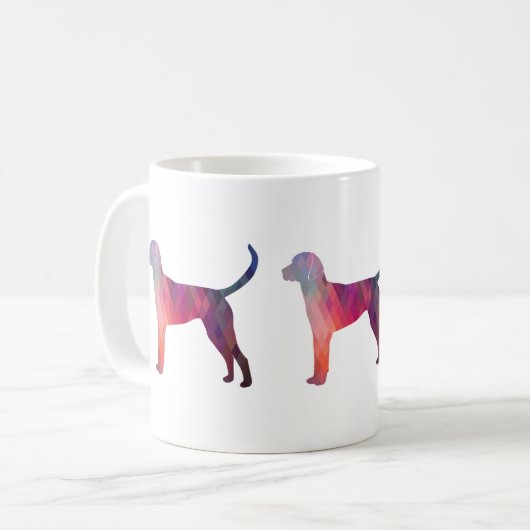Englische Foxhound Geometric Pattern Silhouette Kaffeetasse (Vorderseite Links)