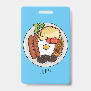 Englische Frühstück-Cartoon-Illustration Ausweis