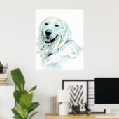 Englische Golden Retriever Print Poster (Heimbüro)