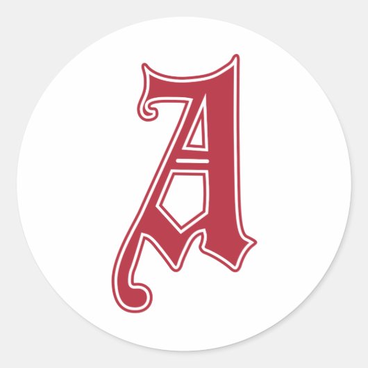 Englische Gothic Monogram Buchstabe A Runder Aufkleber (Vorderseite)